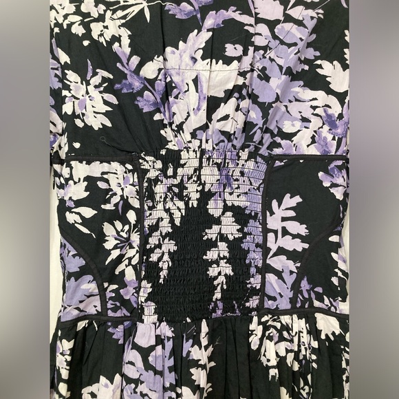 Anthropologie Corset Shirt Dress Womens NWT Size 4 Petite Purple Floral Pockets - Picture 6 of 10
